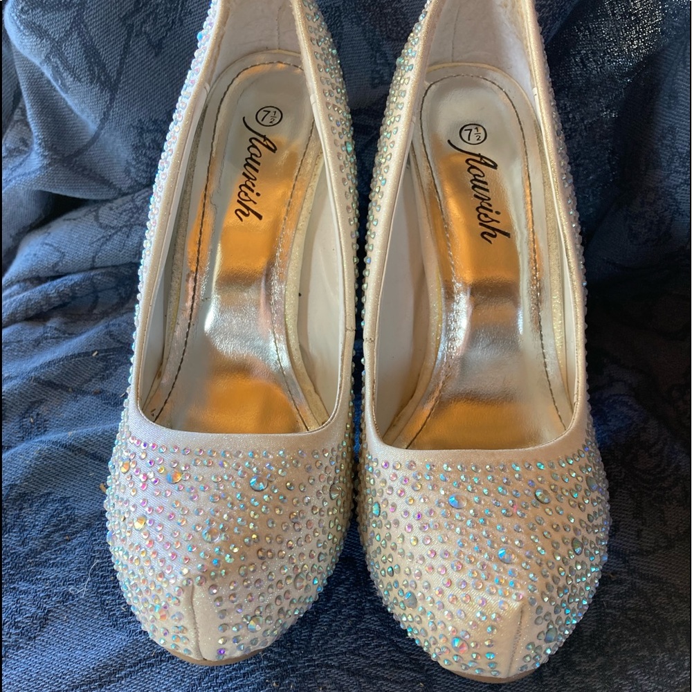 Rhinestone studded heels